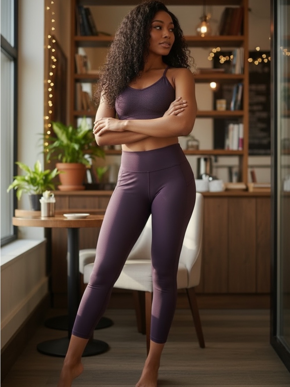 HALARA Plum High-Rise Capri Leggings and Bra Set